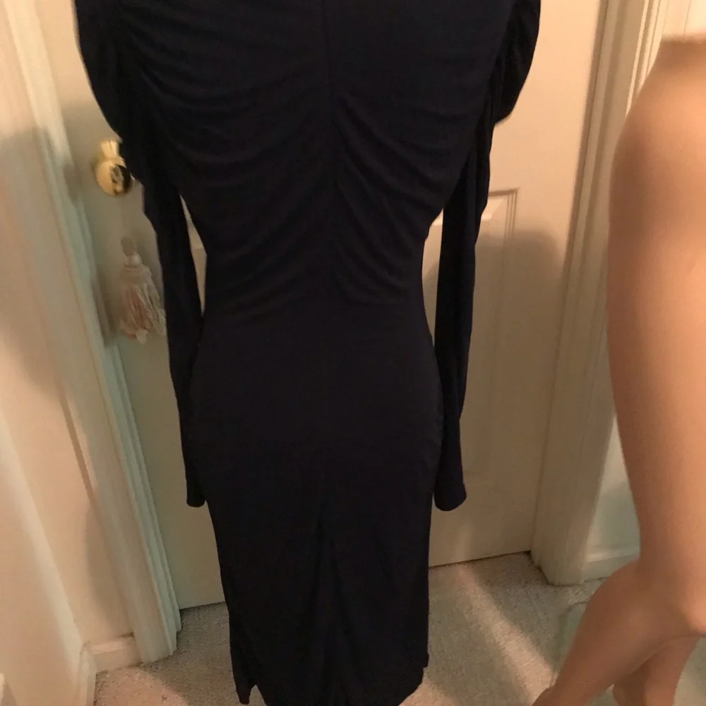 Alexander McQueen dress midi length navy ink color l/s size 44 $1390 - Picture 3 of 11